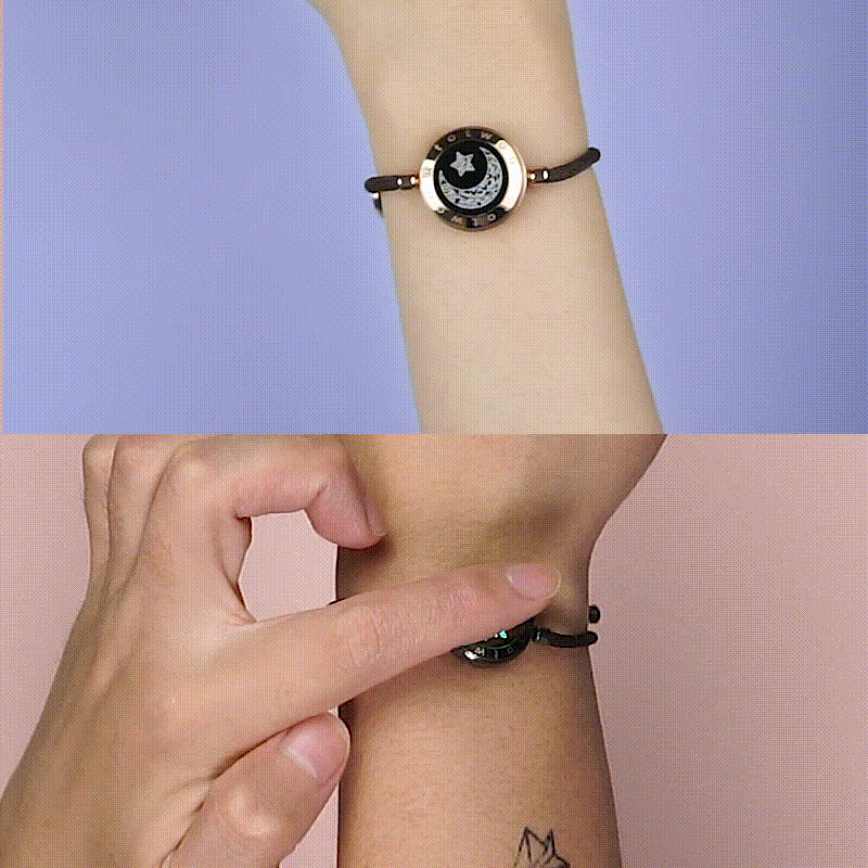 Sonne- und Mond-Touch-Armbänder für Verliebte, 2er-Pack | LED-Vibrationsbenachrichtigung | Geschenk für Fernbeziehungen | Wasserdicht | Totwoo | 1 Jahr Garantie