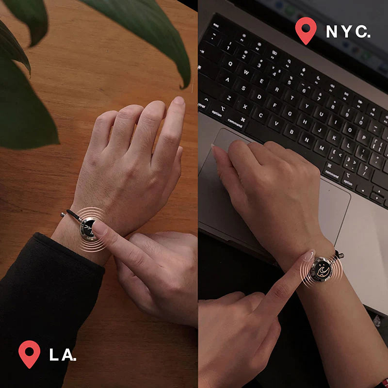 Mountain & Sea Touch-Armbänder für Verliebte mit Vibrations- und Leuchtfunktion – 2er-Set