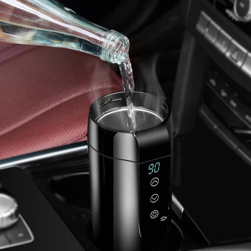 Elektrischer Becher fürs Auto Modell 350 – Schwarz & Rosa, 12 V, 70 W, Heizsystem