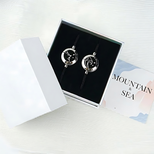 Mountain & Sea Touch-Armbänder für Verliebte mit Vibrations- und Leuchtfunktion – 2er-Set