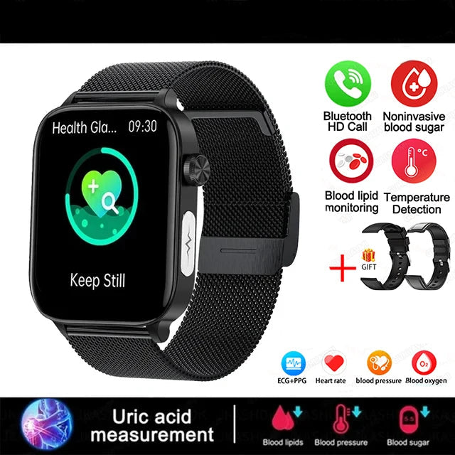 VitaScan Pro - IPS HD, AI Health Smartwatch with ECG, Blood Glucose, Uric Acid & 100+ Fitness Modes