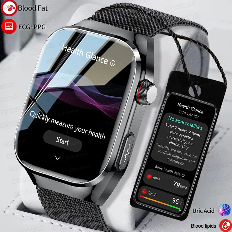 BioTrack AI™ – 2.04" AMOLED Health Smartwatch with ECG, Uric Acid Monitor & AI 5-Organ Diagnosis