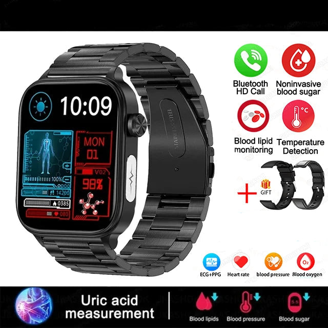 VitaScan Pro - IPS HD, AI Health Smartwatch with ECG, Blood Glucose, Uric Acid & 100+ Fitness Modes