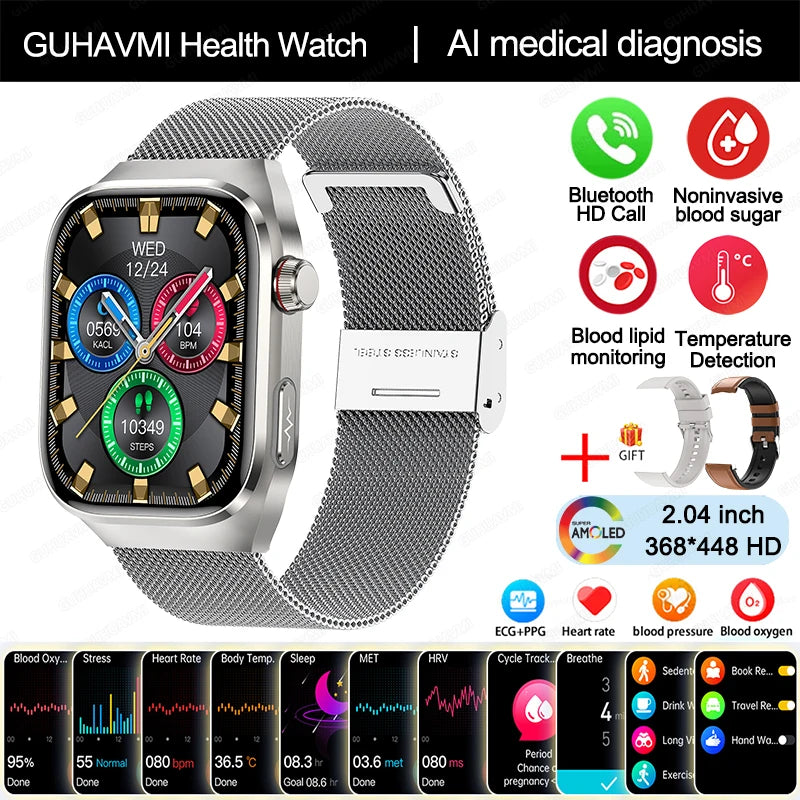 2025 New Uric Acid Blood Fat Smart Watch Men ECG+PPG Pulse Blood Pressure Bluetooth Call Sports for Xiaomi Health Tracking Watch