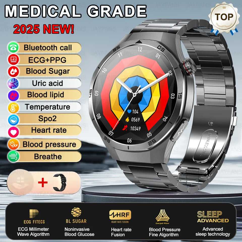 2025 New For HUAWEI Medical Grade Blood Fat Smartwatch ECG Blood Glucose Uric Acid Blood Pressure Health Monitoring Smart Watch