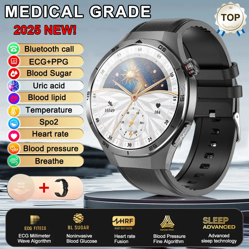 2025 New For HUAWEI Medical Grade Blood Fat Smartwatch ECG Blood Glucose Uric Acid Blood Pressure Health Monitoring Smart Watch