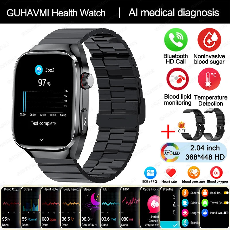 2025 New Uric Acid Blood Fat Smart Watch Men ECG+PPG Pulse Blood Pressure Bluetooth Call Sports for Xiaomi Health Tracking Watch