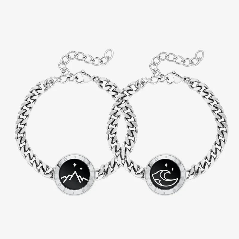 Mountain & Sea-Liebesarmbänder für Paare mit Vibration und Lichtsynchronisationsberührung – Männer 15–23,5 cm, Frauen 15–21,5 cm, Totwoo, Geschenkpackung