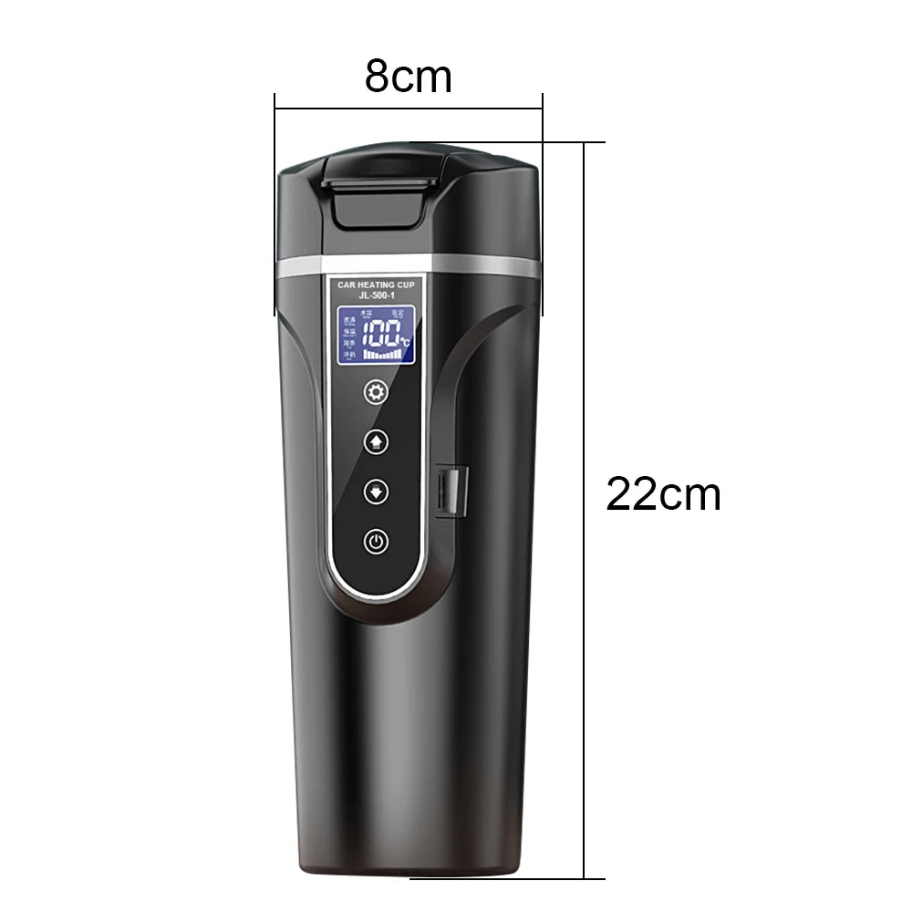 Thermo Cruise Elektrischer Auto-Wasserkocher 450 ml – Schnelles Aufheizen in 25 Min., Edelstahl 304, Zigarettenanzünder-Stecker, Schwarz