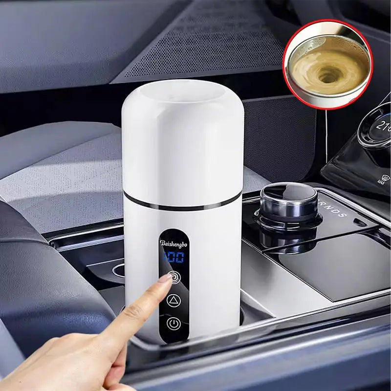 Elektrischer Reisebecher fürs Auto mit Rührfunktion – tragbarer 420-ml-Becher, 304 Edelstahl, DC 12–24 V