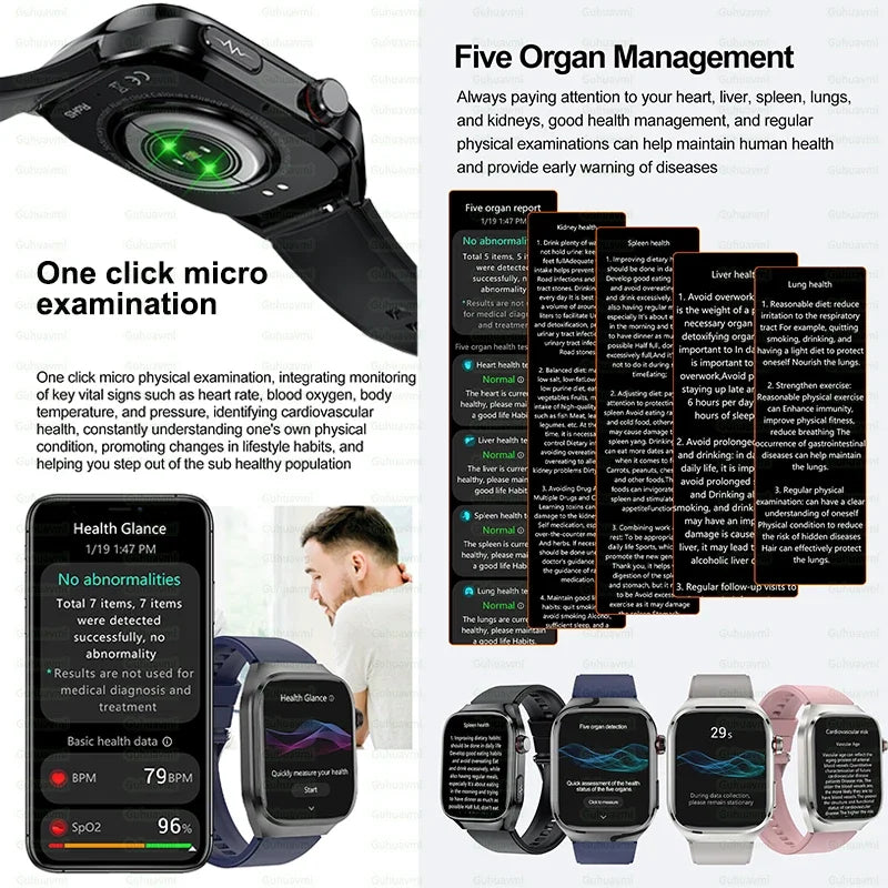 BioTrack AI™ – 2.04" AMOLED Health Smartwatch with ECG, Uric Acid Monitor & AI 5-Organ Diagnosis