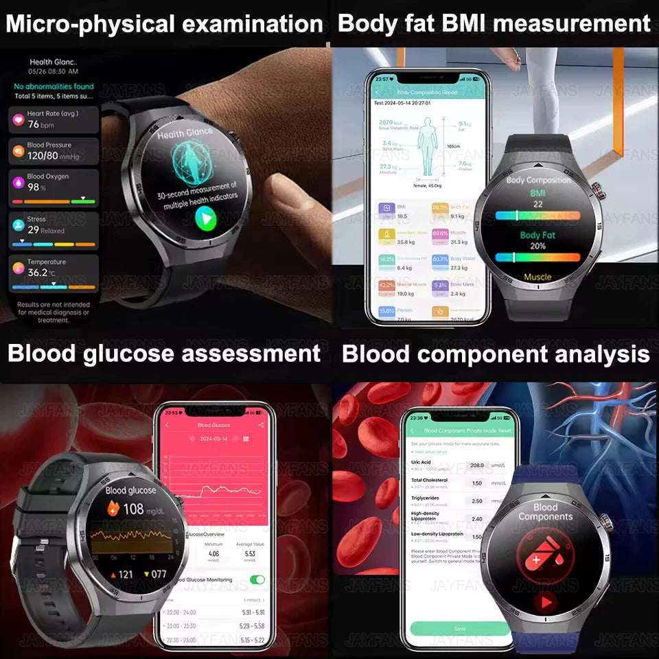 2025 New For HUAWEI Medical Grade Blood Fat Smartwatch ECG Blood Glucose Uric Acid Blood Pressure Health Monitoring Smart Watch