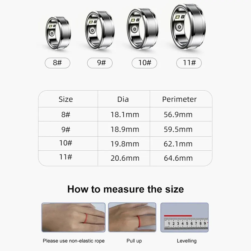 Smart Ring R3: Gesundheits- und Fitnesstracker mit Herzfrequenz, Schlafmonitor und IP68-Wasserschutz – Bluetooth 5.1, 18 mAh Akku