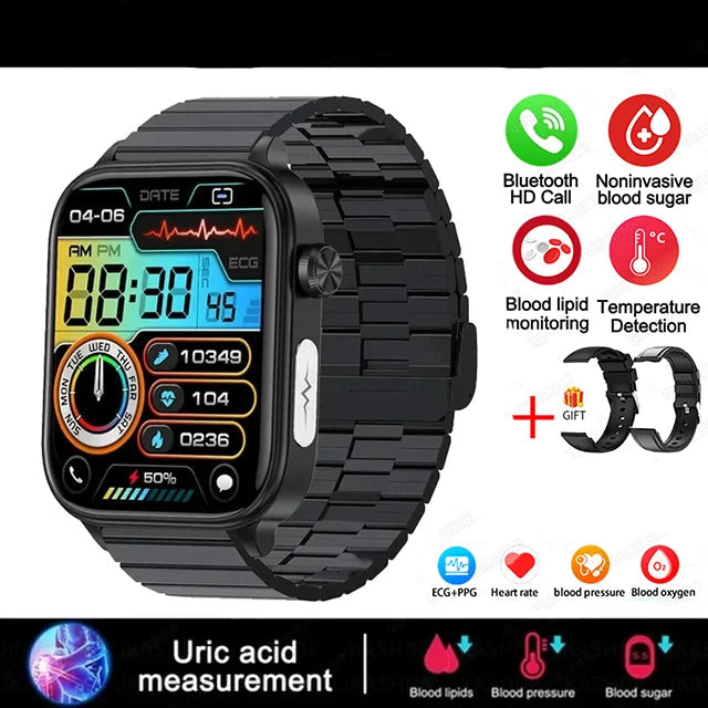 VitaScan Pro - IPS HD, AI Health Smartwatch with ECG, Blood Glucose, Uric Acid & 100+ Fitness Modes