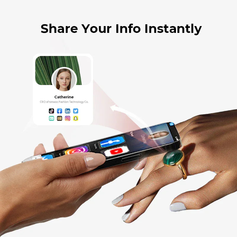 MEET Malachit-Smartring mit anpassbarer digitaler Visitenkarte
