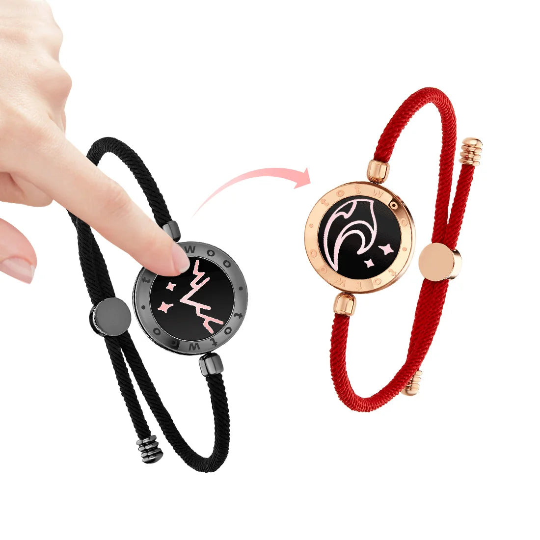 Mountain & Sea Touch-Armbänder für Verliebte im Set – vibrierender, leuchtender Smart-Schmuck – wasserfest – Totwoo – 3–7 Tage Batterielaufzeit