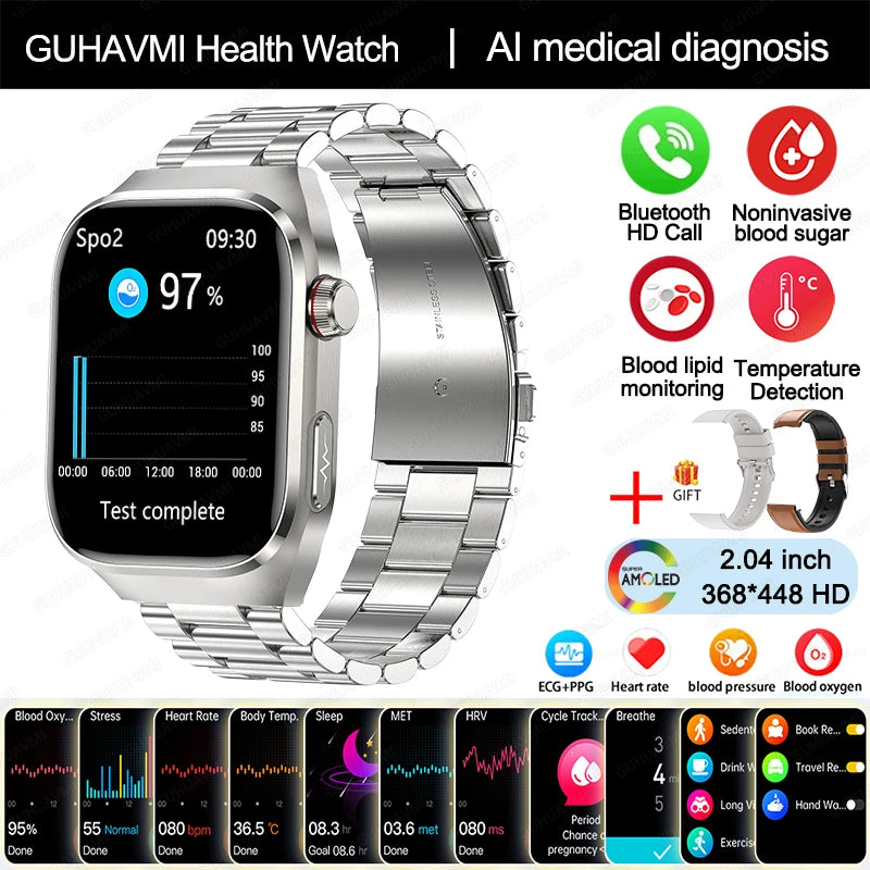 2025 New Uric Acid Blood Fat Smart Watch Men ECG+PPG Pulse Blood Pressure Bluetooth Call Sports for Xiaomi Health Tracking Watch