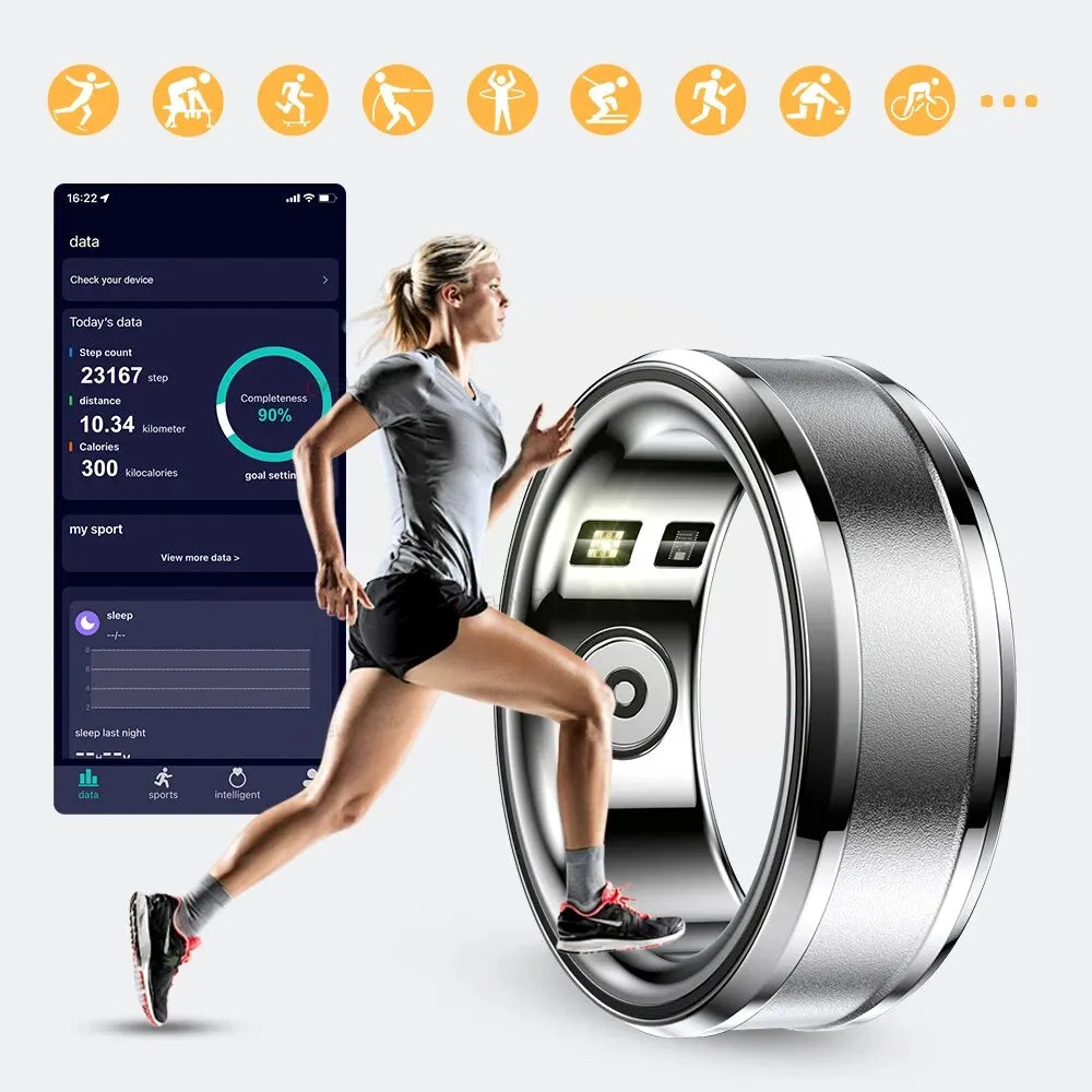 Smart Ring R3: Gesundheits- und Fitnesstracker mit Herzfrequenz, Schlafmonitor und IP68-Wasserschutz – Bluetooth 5.1, 18 mAh Akku
