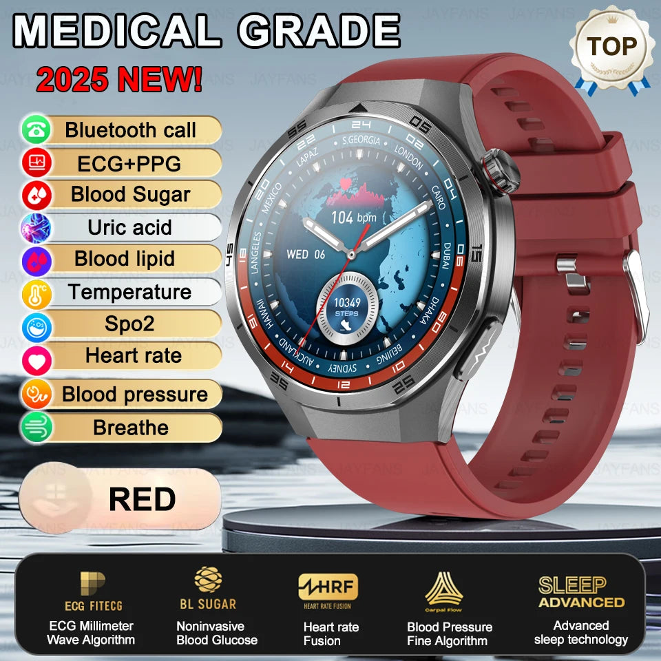 2025 New For HUAWEI Medical Grade Blood Fat Smartwatch ECG Blood Glucose Uric Acid Blood Pressure Health Monitoring Smart Watch
