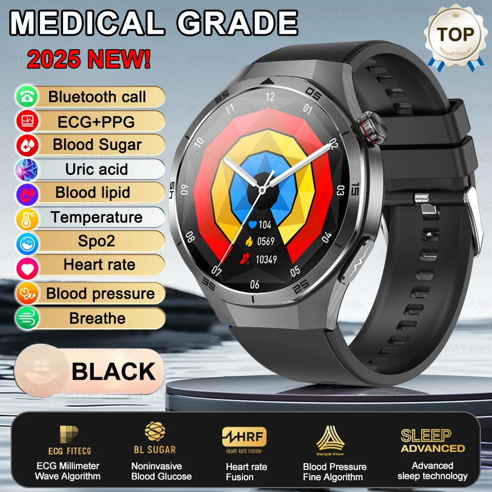2025 New For HUAWEI Medical Grade Blood Fat Smartwatch ECG Blood Glucose Uric Acid Blood Pressure Health Monitoring Smart Watch