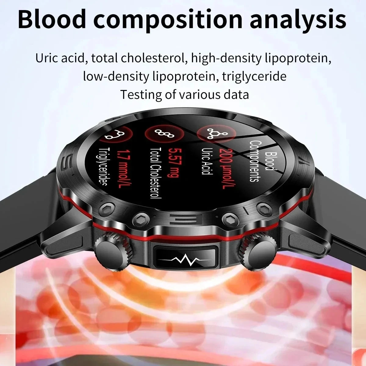New Healthy Blood Lipids Uric Acid Blood Sugar Smart Watch Men ECG+PPG Fitness Tracker Clock Bluetooth Call Sports Smartwatch
