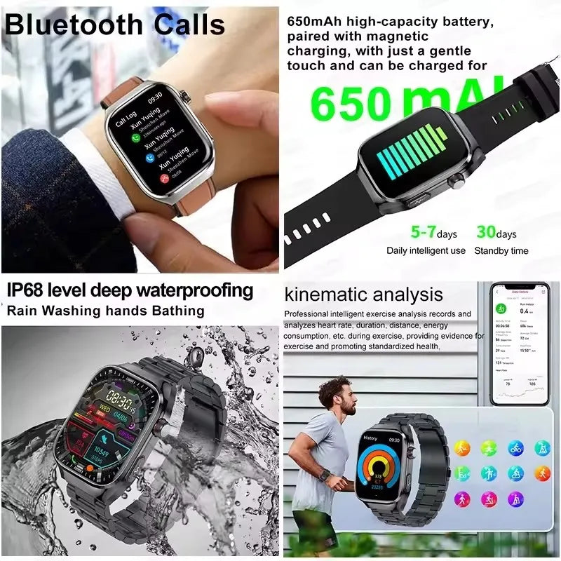 BioTrack AI™ – 2.04" AMOLED Health Smartwatch with ECG, Uric Acid Monitor & AI 5-Organ Diagnosis
