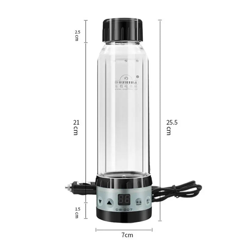 Reise-Thermosbecher – Borosilikatglas, 280 ml Fassungsvermögen, 12 V/24 V Gleichstromheizung