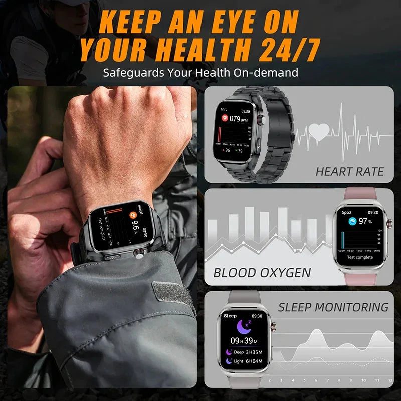 BioTrack AI™ – 2.04" AMOLED Health Smartwatch with ECG, Uric Acid Monitor & AI 5-Organ Diagnosis