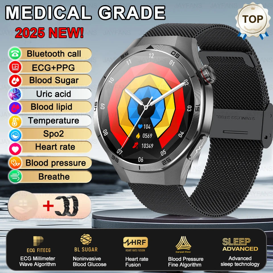 2025 New For HUAWEI Medical Grade Blood Fat Smartwatch ECG Blood Glucose Uric Acid Blood Pressure Health Monitoring Smart Watch