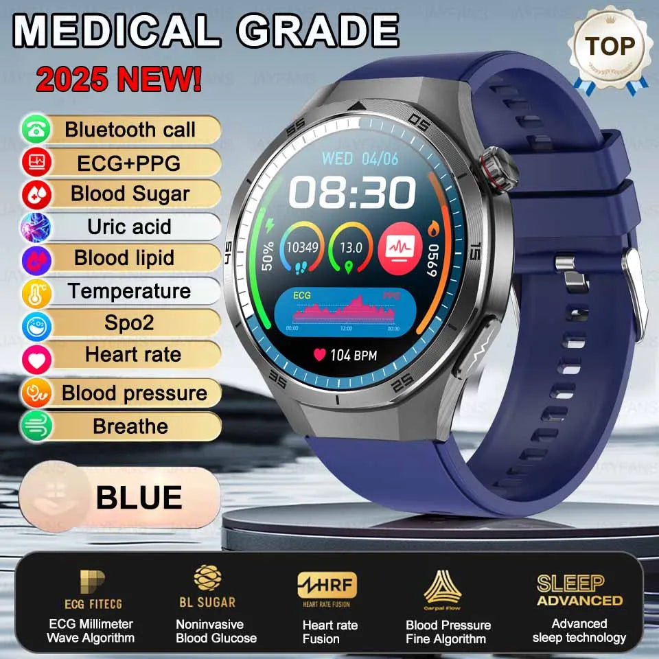 2025 New For HUAWEI Medical Grade Blood Fat Smartwatch ECG Blood Glucose Uric Acid Blood Pressure Health Monitoring Smart Watch