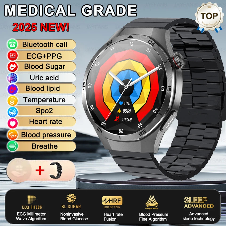 2025 New For HUAWEI Medical Grade Blood Fat Smartwatch ECG Blood Glucose Uric Acid Blood Pressure Health Monitoring Smart Watch