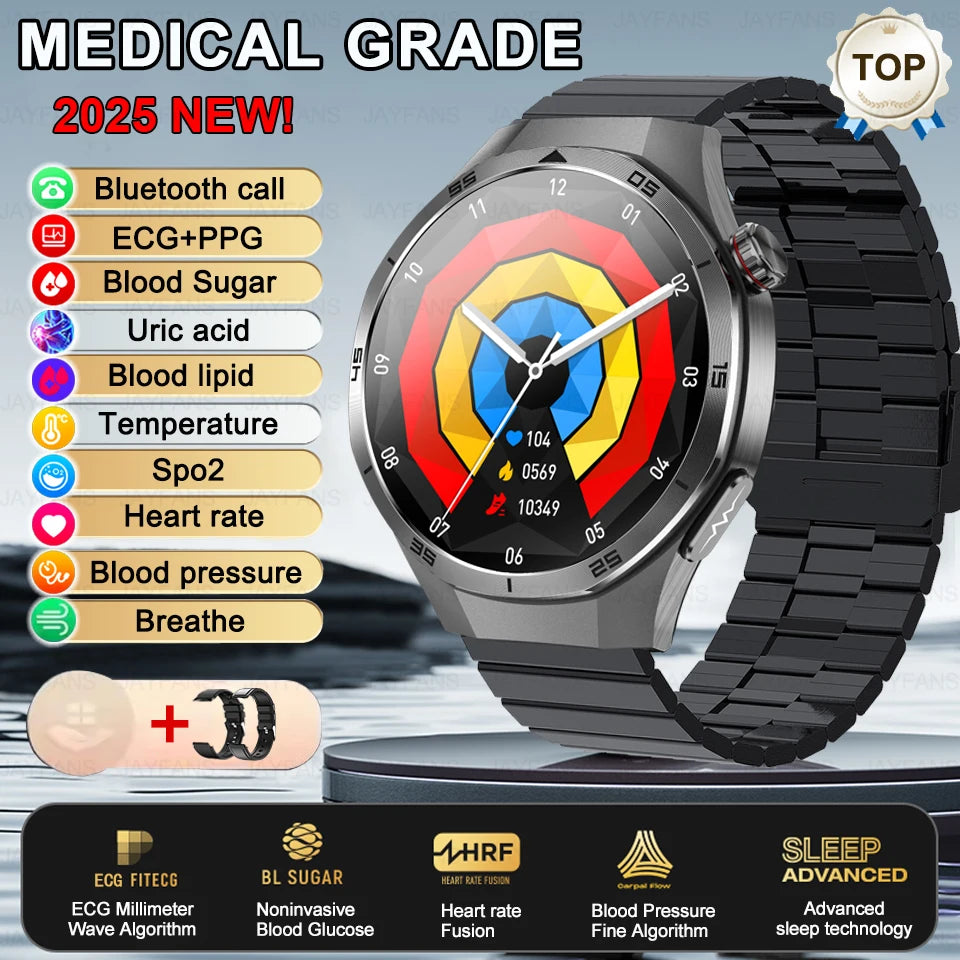 2025 New For HUAWEI Medical Grade Blood Fat Smartwatch ECG Blood Glucose Uric Acid Blood Pressure Health Monitoring Smart Watch