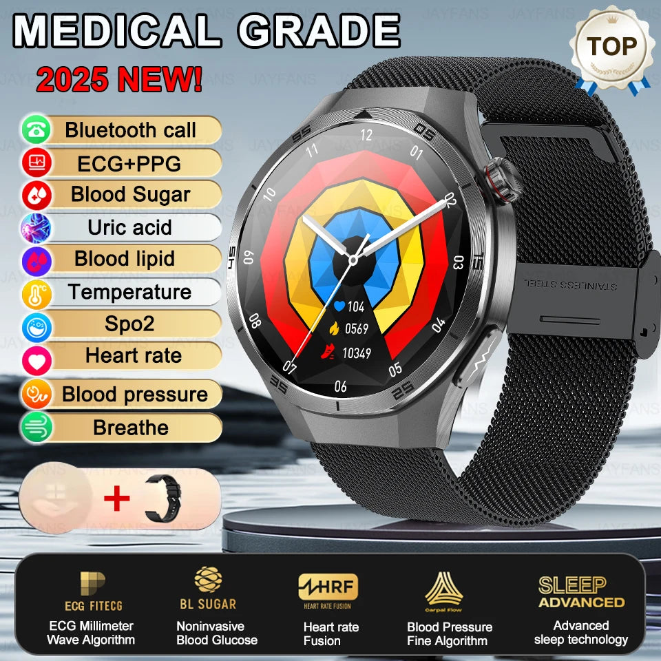 2025 New For HUAWEI Medical Grade Blood Fat Smartwatch ECG Blood Glucose Uric Acid Blood Pressure Health Monitoring Smart Watch
