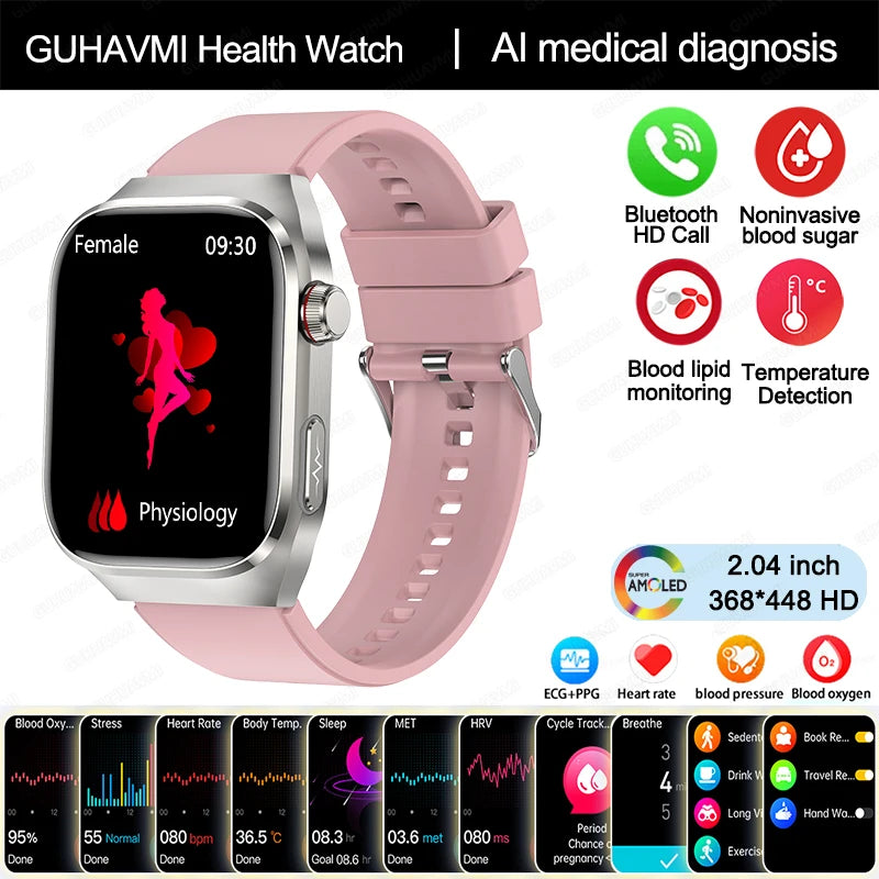 2025 New Uric Acid Blood Fat Smart Watch Men ECG+PPG Pulse Blood Pressure Bluetooth Call Sports for Xiaomi Health Tracking Watch