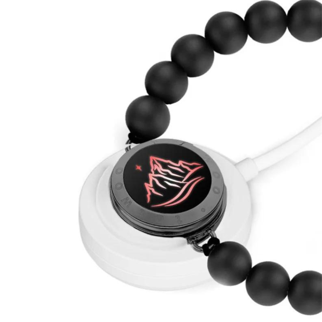 Mountain & Sea Touch-Armbänder für Paare mit schwarzem Achat und rosa persischer Jade - 2er-Set