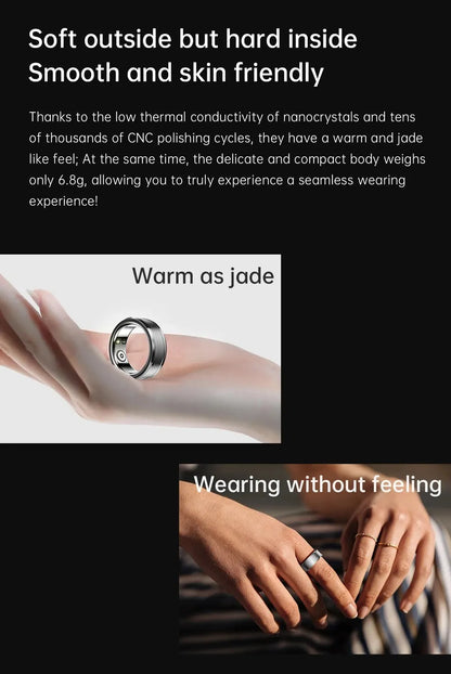 Smart Ring R3: Health & Fitness Tracker with Heart Rate, Sleep Monitor & IP68 Waterproof - Bluetooth 5.1, 18mAh Battery