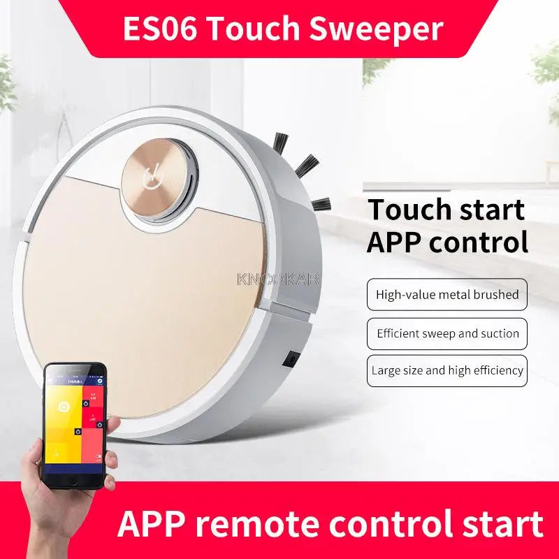 ES06 Robot Vacuum Cleaner with Bluetooth App Control and Smart Touch - 3.7V Voltage - ABS Material - 865G Weight - Lithium Battery