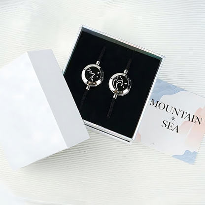 Mountain & Sea Touch Bracelets for Lovers with Vibration & Light-Up Feature - Set of 2