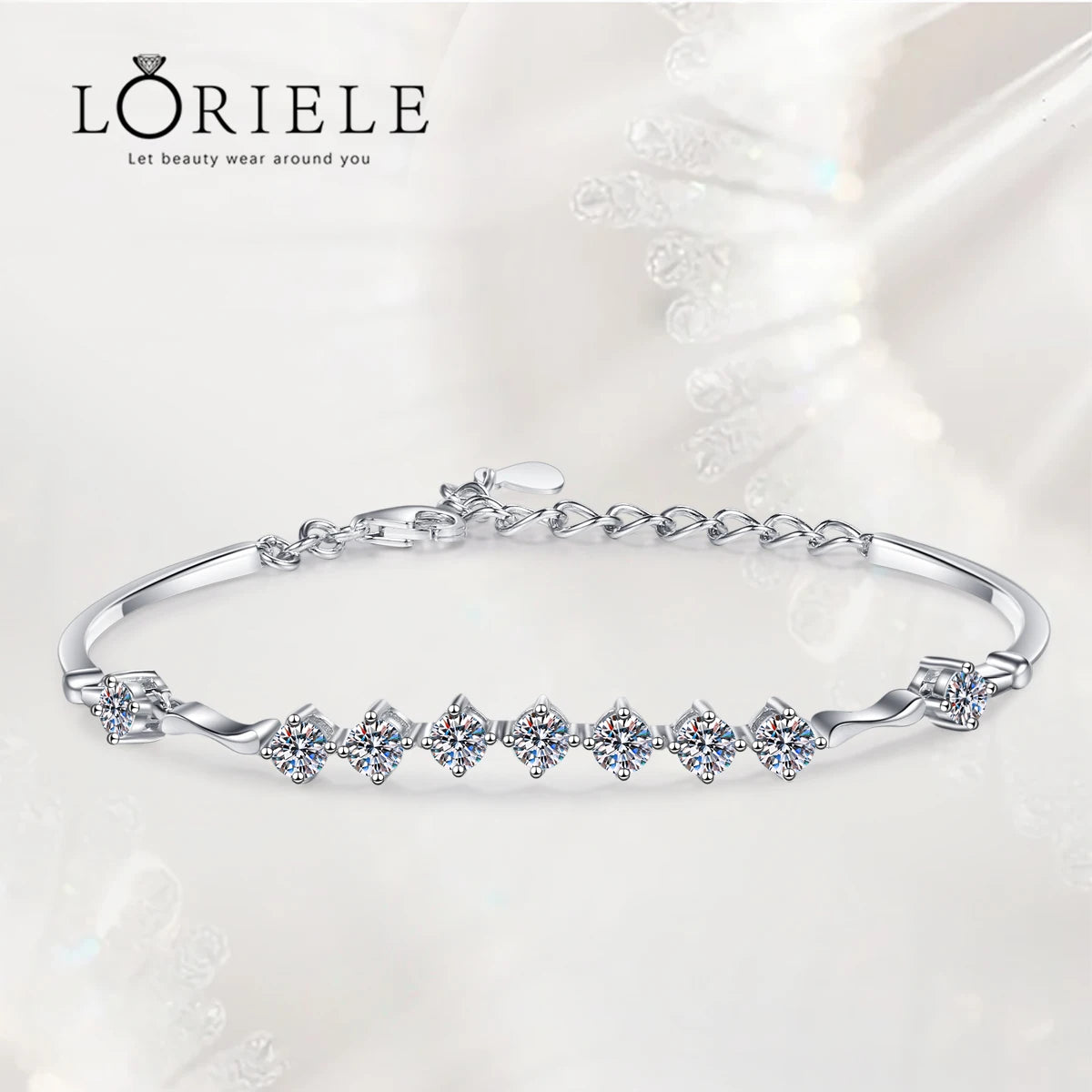 Luxury LORIELE 1.35 cttw Moissanite Bracelet | 925 Silver Halo Jewelry