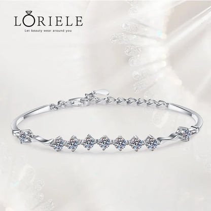 Luxuriöses LORIELE 1,35 Karat Moissanit-Armband | 925er Silber Halo-Schmuck