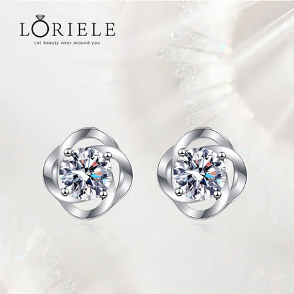 LORIELE 925 Silver Moissanite Stud Earrings, VVS1 Clarity, 0.6ct Total, D Color