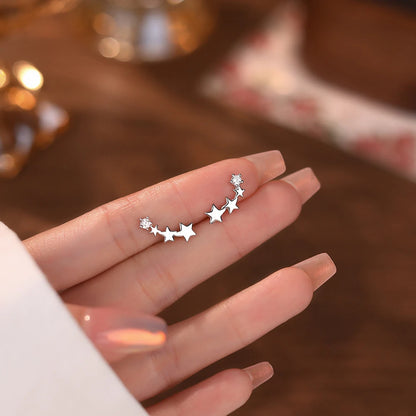 925 Sterling Silver Double-layer Star Stud Earrings with Zirconia - Moissanite Stone - Sparkling Fine Jewelry for Women