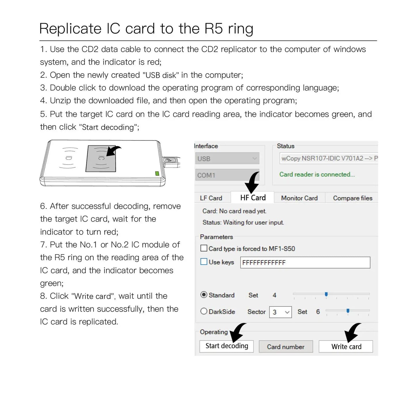 CDS RFID Replicator for R5 Smart Ring - Duplicate IC & ID Cards Efficiently