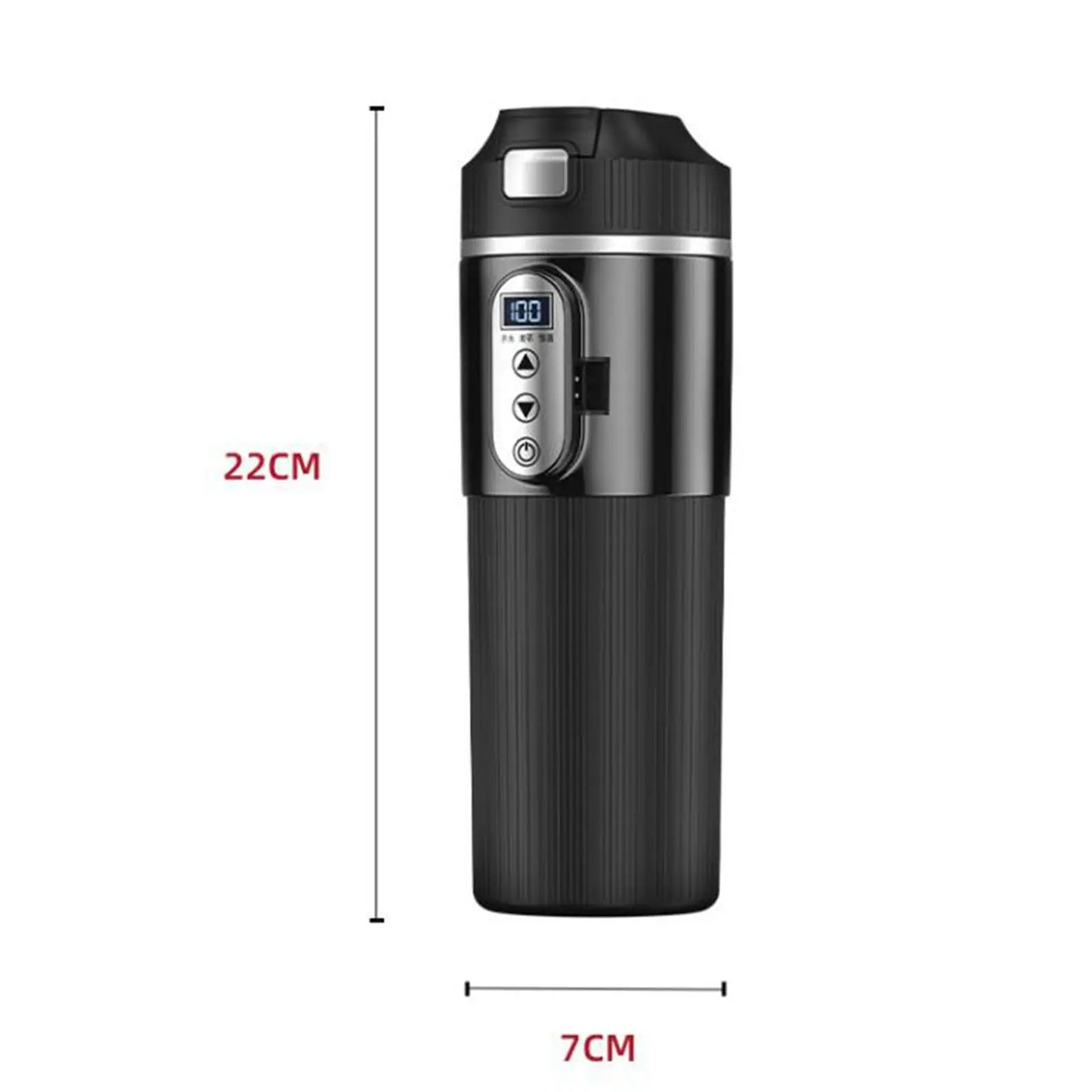 Car Heating Cup with Temperature Display - 12V/24V, 500ml Cold/ 450ml Hot Water