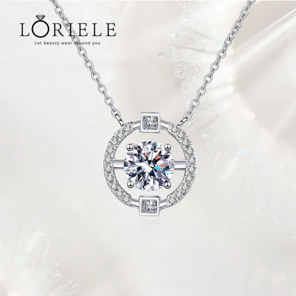 LORIELE 0.5/1/2CT Certified Moissanite Pendant Necklace in 925 Sterling Silver