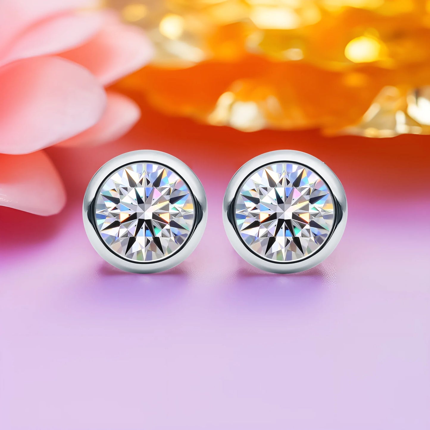 LORIELE 1ct D Color Moissanite Earrings - 925 Sterling Silver White Gold Plated Ear Studs