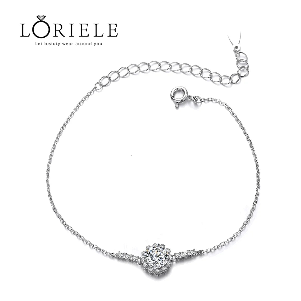 Luxury 1Ct Moissanite Chain Bracelet 925 Silver Floral Woman's Jewelry