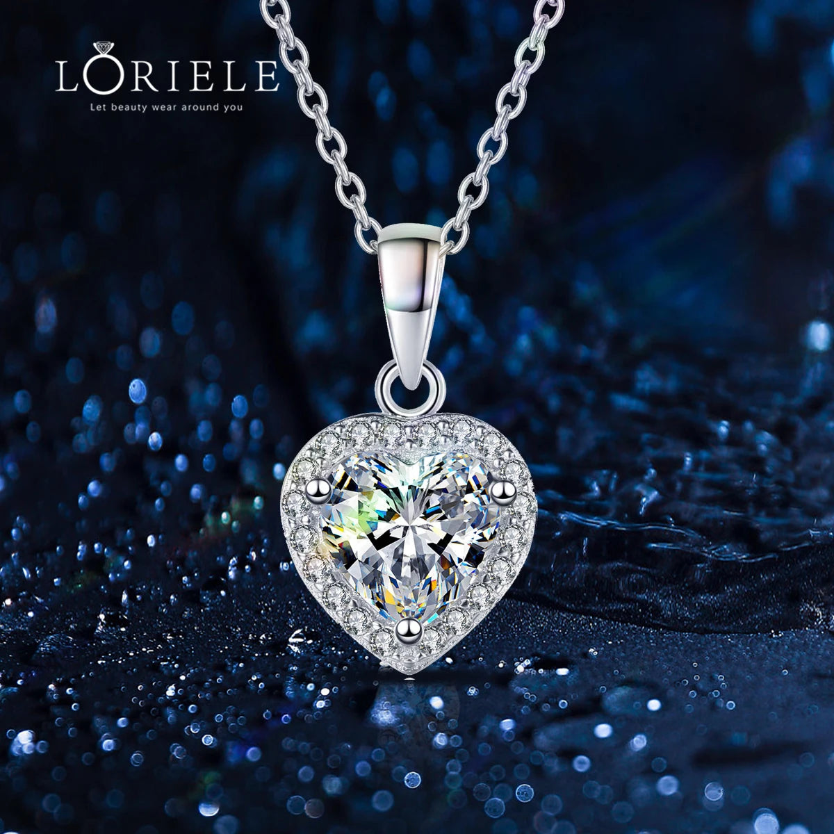 Heart-Shaped 1ct D Color Moissanite Pendant, Sterling Silver Necklace