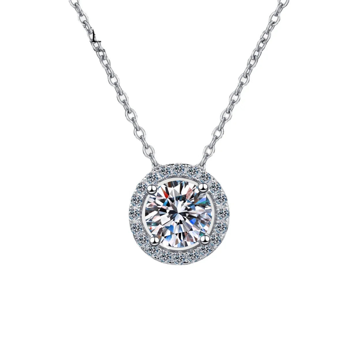 LORIELE Certified 1-2CT VVS Moissanite Diamond Halo Necklace