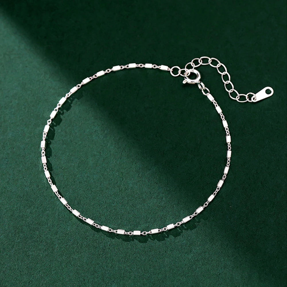 925 Sterling Silver Chain Bracelet - Hypoallergenic Plated Men Women Jewelry (160+50mm)